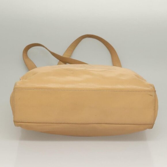 CHANEL COCO Mark Tote Bag Lamb Skin Beige Silver CC Auth 132122 - Picture 6 of 16